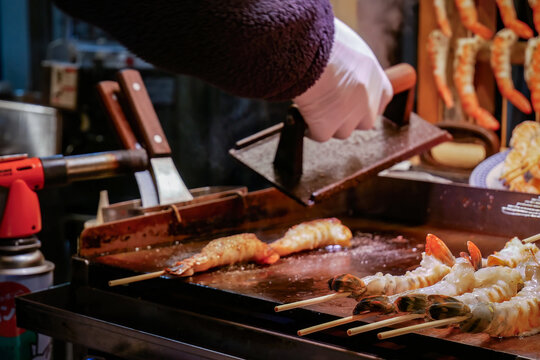 Shrimp on grill, Dotonburi, Osaka