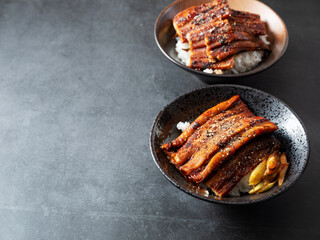 a bowl of boiled eel and rice