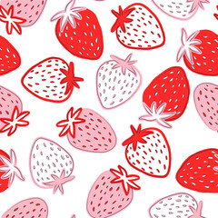 Valentine Strawberry Seamless Pattern on White Background