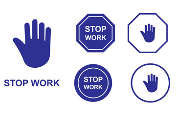 Obraz premium Road Signs, Stop sign, Hand stop sign icon logo flat vector design