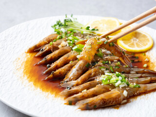 Soy Sauce Marinated shrimp, Korean food