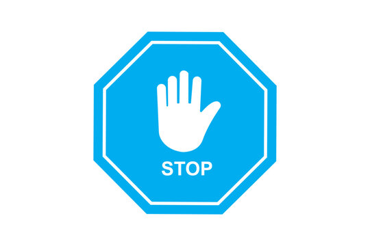 stop work authority icon, stop hand icon over red polygon