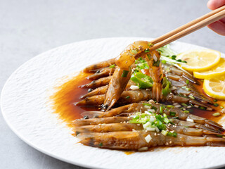 Soy Sauce Marinated shrimp, Korean food