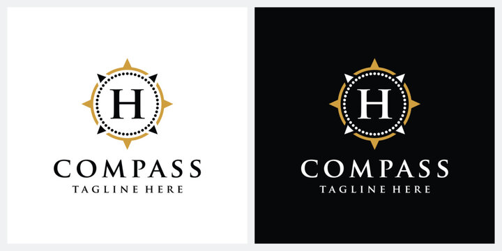 Letter H Compass Logo Initial H