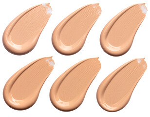 Makeup foundation isolated on transparent background, Set of 