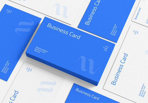 Business Card Mockup with Modern Branding Corporate Blue Presentation