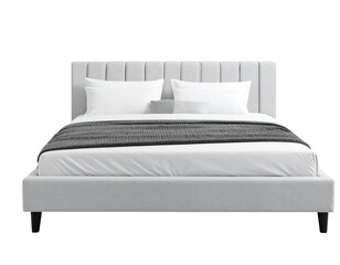 Modern bed isolated on transparent background. PNG , se of