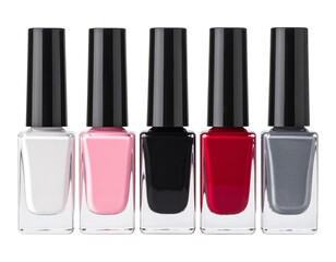 Nail polish bottle mockup isolated on transparent background, Set of  