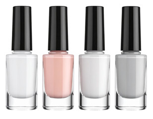 Nail polish bottle mockup isolated on transparent background, Set of  