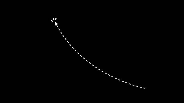 Dotted arrows animation on a black background, dotted arrows on alpha channel, Dotted arrow animation, Dotted animated arrow , with 4k video animation.