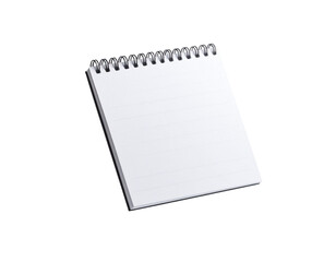 Open spiralbound notebook with blank lined pages isolated on transparent background