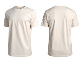 Off-white beige t shirt isolated on transparent background. PNG, Set of