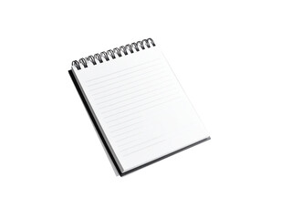 Open spiralbound notebook with blank lined pages isolated on transparent background 