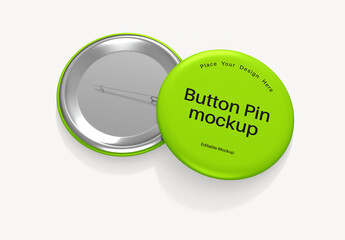 Realistic Round Metal Button Pin Badge Mockup for Logo Branding