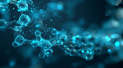 abstract molecular network hologram, AI drug discovery interface, futuristic science background