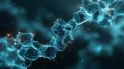 futuristic AI medical interface hologram, abstract molecular visualization, blue cyan glow, clean high tech background,