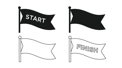 A simple illustration of racing flags with start and finish markers