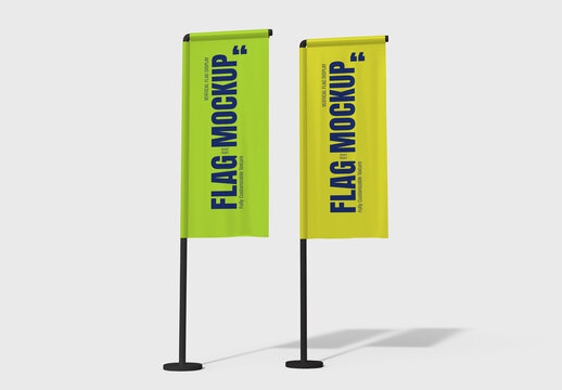 Realistic Vertical Flag Mockup for Street Advertising and Event Promotion