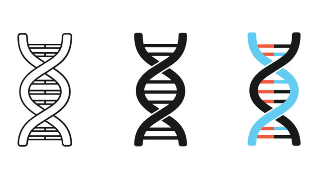 Dna double helix structure illustration set