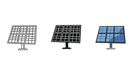 Solar panel illustration set with different styles
