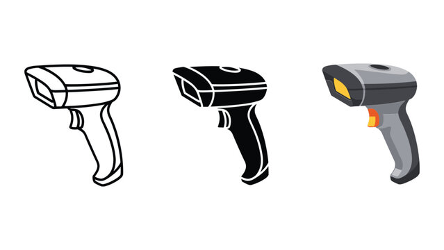 Barcode scanner illustration set