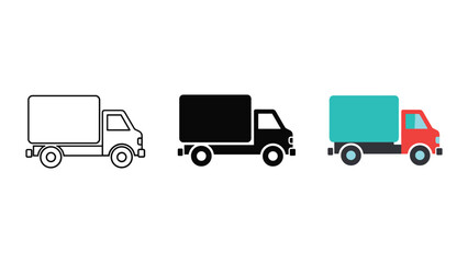 Delivery truck icons in different colors and styles