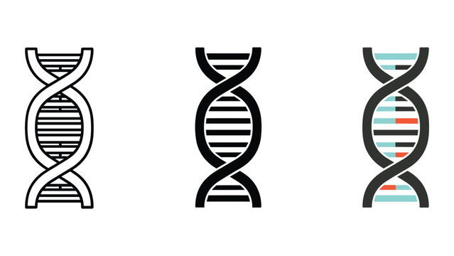 Dna double helix structure illustration set