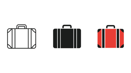 Different color suitcase icon set