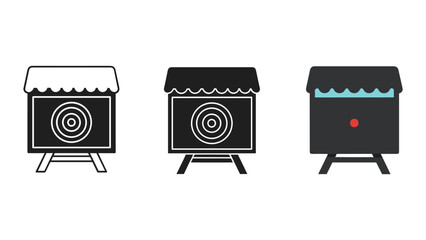 Three different shooting range targets with canopy