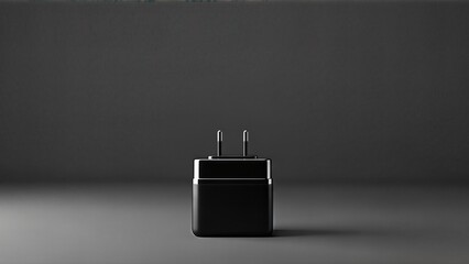 Black USB Wall Charger on a Minimalist Gray Background.