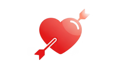 Red heart pierced by an arrow, symbolizing love and romance, rendered with a modern glossy gradient effect.