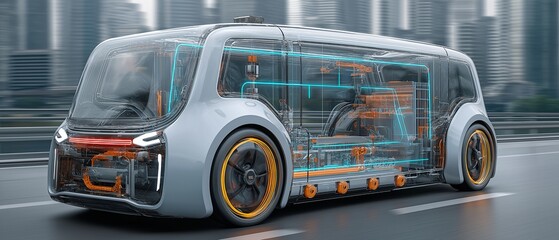 Obraz premium Electric vehicle technology. Advanced automotive engineering and future mobility.