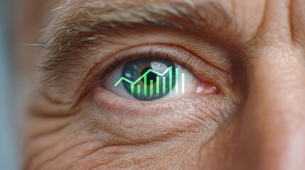 Eye Close-Up with Financial Graph Overlay Representing Growth