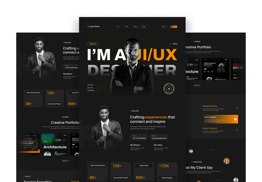 Modern Dark UI UX Designer Portfolio Website Landing Page Template for Freelance