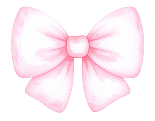 Fototapeta premium Watercolor pink bow isolated on a transparent background