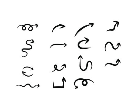 Collection of black arrow icon set for web design 