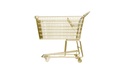 Solid gold shopping cart isolated on transparent background - Luxury e-commerce 3D render icon created by 3D render. © Antika///5555