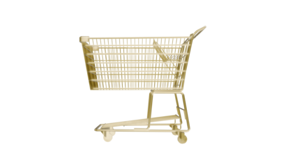 Solid gold shopping cart isolated on transparent background - Luxury e-commerce 3D render icon created by 3D render.