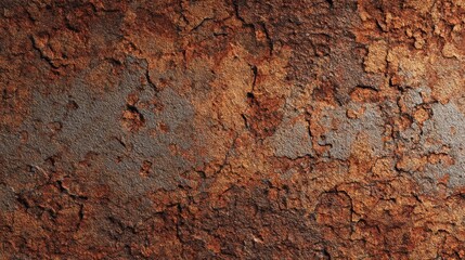 Close-up of heavily rusted and weathered metal surface, showcasing intricate peeling texture and rich brown-orange corrosion patterns, a gritty abstract background for vintage design.