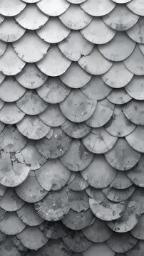Monochrome Textured Pattern of Fish Scales or Roof Tiles with Organic Surface Details