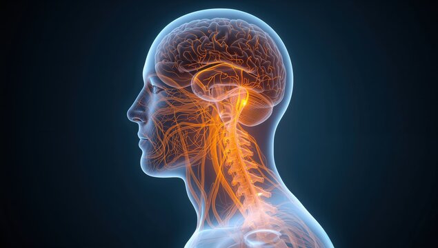 Scientific illustration of human nervous system for healthcare and anatomy study
