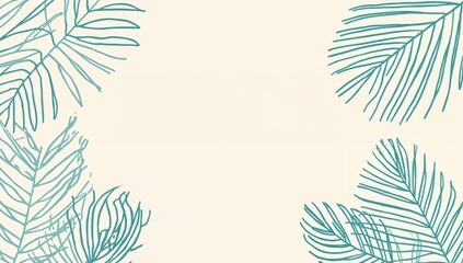 Elegant tropical foliage frame with palm leaves on soft background, representing nature inspired design, eco friendly aesthetics, and modern minimal style