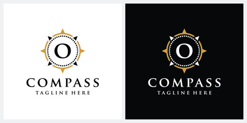 Fototapeta premium Initial letter O compass logo design, circle logo graphic icon
