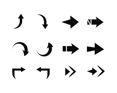 Collection of black arrow icon set for web design 

