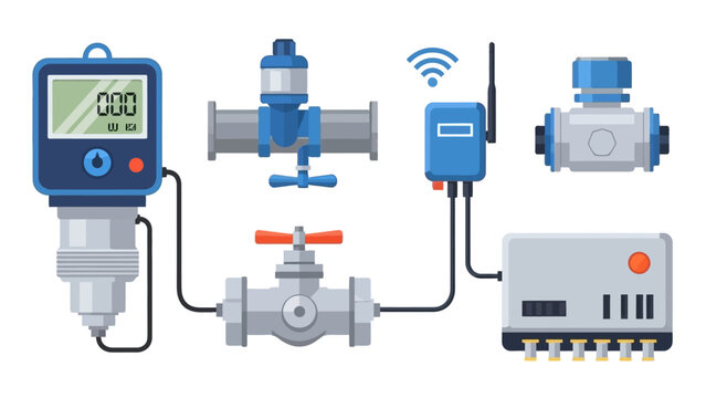 Industrial piping system with valves sensors and control equipment including gauges and meters.