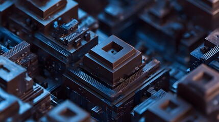 チョコレートブロック構造のマクロ視点デジタルアート