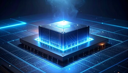 Cubed processor with luminous energy glow, digital data circuits