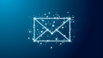 Digital Envelope Shape Made of Network Lines and Dots Concept of Email Communication