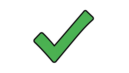 A green checkmark icon on a white background viewed from a straightforward angle