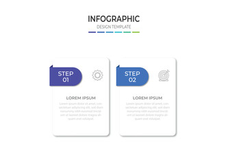 Obraz premium Infographic design template with icons and 2 options or steps. Can be used for process diagram, presentations, workflow layout, banner, flow chart, info graph